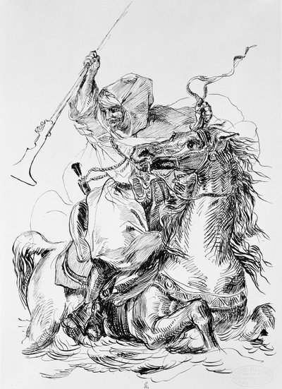 Arabski jeździec autorstwa Ferdinand Victor Eugene Delacroix