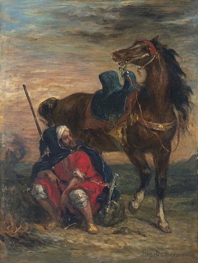 arabski jeździec autorstwa Ferdinand Victor Eugene Delacroix
