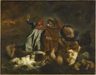 Dante i Virgil w piekle. Barka Dantego, 1822. autorstwa Ferdinand Victor Eugene Delacroix