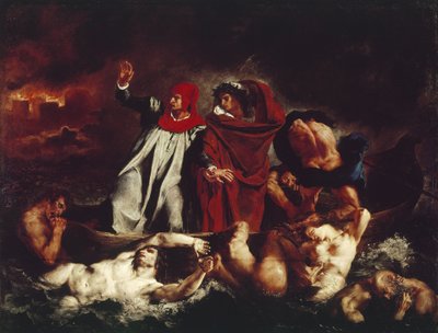 Łódź Dantego, z Divina Commedia autorstwa Dante Alighieri (olej na płótnie) autorstwa Ferdinand Victor Eugene Delacroix