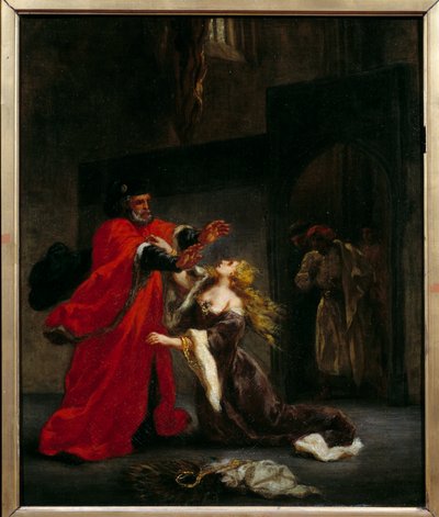 Desdemone przeklęty przez ojca (Brabantio). Ilustracja do sztuki Williama Szekspira „Otello albo Maur wenecki””. Obraz Eugene Delacroix (1798-1863) autorstwa Ferdinand Victor Eugene Delacroix