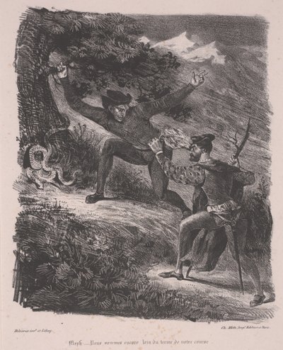 Faust i Mefistofeles w górach Harz autorstwa Ferdinand Victor Eugene Delacroix