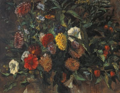 Martwa natura kwiatowa, ok. 1848 (olej na tekturze) autorstwa Ferdinand Victor Eugene Delacroix