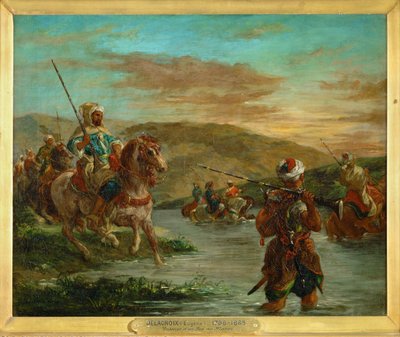 Fording a river in Morocco (obraz na płótnie) autorstwa Ferdinand Victor Eugene Delacroix