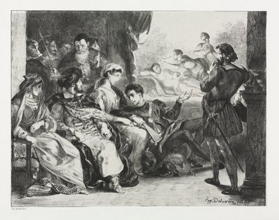 Hamlet: Hamlet nakazuje aktorom nagranie sceny z otrucia jego ojca, 1834. autorstwa Ferdinand Victor Eugene Delacroix