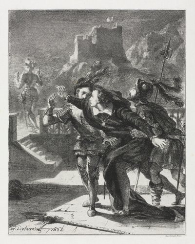 Hamlet: Hamlet pędzi, by podążać za duchem swojego Ojca, 1835. autorstwa Ferdinand Victor Eugene Delacroix