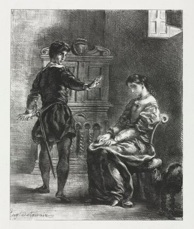 Hamlet: Hamlet i Ofelia, 1834. autorstwa Ferdinand Victor Eugene Delacroix