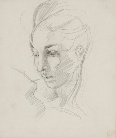 Head of Liberty (grafitowy ołówek na papierze) autorstwa Ferdinand Victor Eugene Delacroix