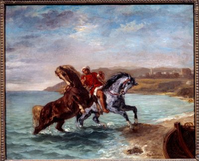 Konie wychodzące z morza. Obraz Eugene Delacroix (1798-1863) autorstwa Ferdinand Victor Eugene Delacroix