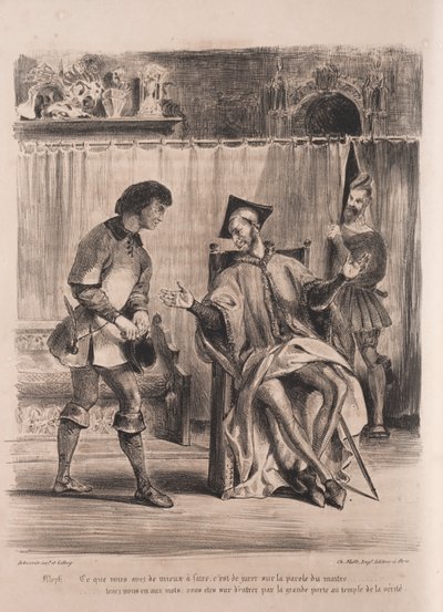 Ilustracje do Fausta: Mefistofel przyjmuje ucznia, 1828. autorstwa Ferdinand Victor Eugene Delacroix
