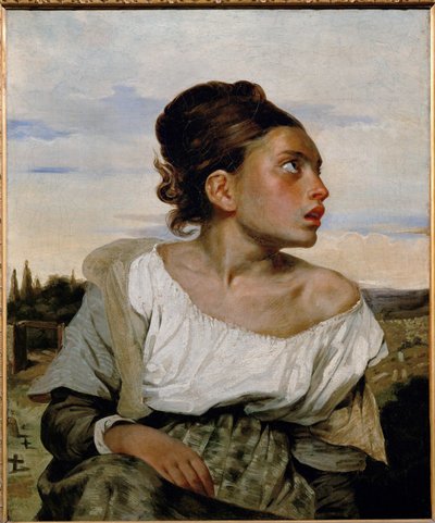 Jeune orpheline au cimetiere - młoda sierota na cmentarzu ... autorstwa Ferdinand Victor Eugene Delacroix
