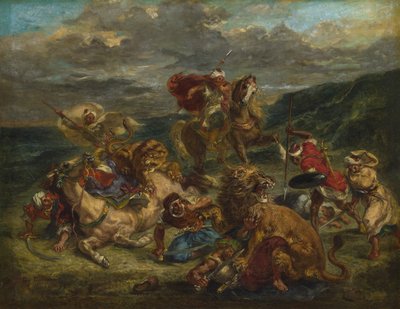 Polowanie na lwa, 1860-61 autorstwa Ferdinand Victor Eugene Delacroix