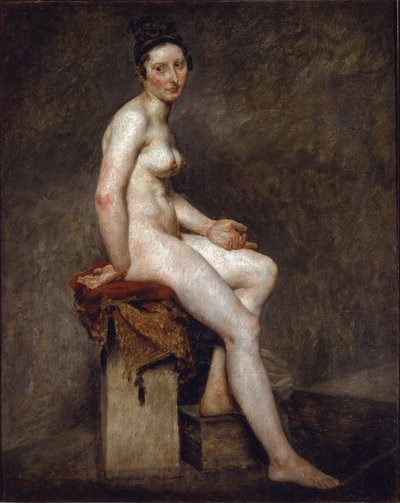 Siedząc nago mówi Miss Rose - Olej na płótnie autorstwa Ferdinand Victor Eugene Delacroix