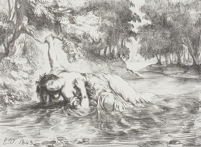 Śmierć Ofelii, 1843 autorstwa Ferdinand Victor Eugene Delacroix