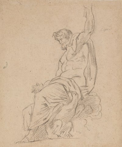 Recto: Siedząca postać mężczyzny, prawdopodobnie Jowisza, na orle, wyciągając lewą rękę autorstwa Ferdinand Victor Eugene Delacroix