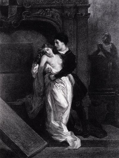 Romeo i Julia - rycina Eugene Delacroix autorstwa Ferdinand Victor Eugene Delacroix