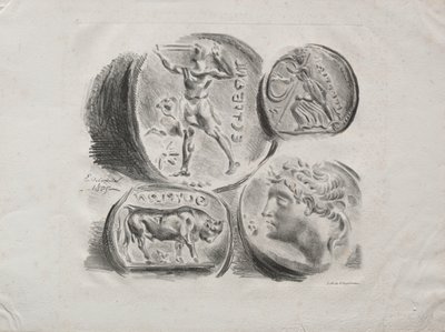 Arkusz czterech medali antycznych, 1825. autorstwa Ferdinand Victor Eugene Delacroix