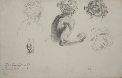 Arkusz studiów do "Sprawiedliwości Trajana", ok. 1840 (ołówek na papierze) autorstwa Ferdinand Victor Eugene Delacroix