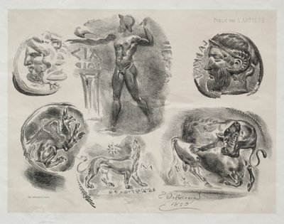 Arkusz z sześcioma antycznymi medalami, 1825. autorstwa Ferdinand Victor Eugene Delacroix