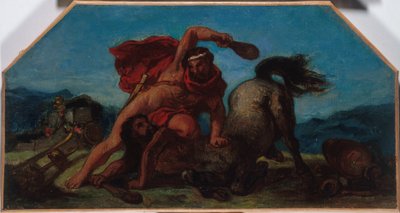 Szkic na Salon de la Paix w Hôtel de Ville w Paryżu: Herkules zabijający centaura Nessusa, w latach 1849-1852 (olej na płótnie) autorstwa Ferdinand Victor Eugene Delacroix