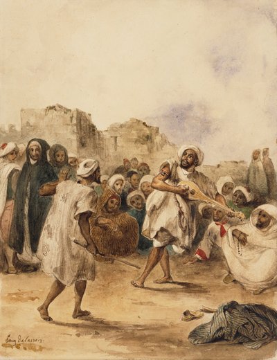 Spacerujący gracze, 1833 autorstwa Ferdinand Victor Eugene Delacroix