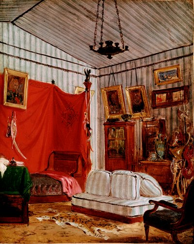Studium do wnętrza z dwoma portretami (malarstwo, ok. 1834) autorstwa Ferdinand Victor Eugene Delacroix