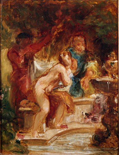 Suzanne w wannie. Obraz Eugene Delacroix (1798-1863) autorstwa Ferdinand Victor Eugene Delacroix