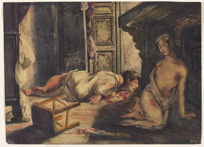 Oblubienica z Lammermoor, ok. 1826 (akwarela i gwasz na graficie na papierze tkanym) autorstwa Ferdinand Victor Eugene Delacroix