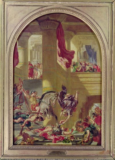 Wypędzenie Heliodora ze świątyni, ok. 1857 r. autorstwa Ferdinand Victor Eugene Delacroix