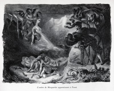 Cień Gretschen pojawia się przy Fauście autorstwa Ferdinand Victor Eugene Delacroix