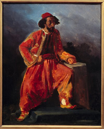 Posiedzenie tureckie. Przypuszczalny portret liryka Paula Barroilheta (1805 - 1871). Obraz Eugene Delacroix (1798-1863) autorstwa Ferdinand Victor Eugene Delacroix