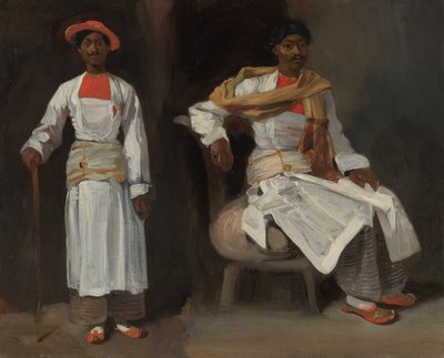 Dwa studia Hindusa z Kalkuty, siedzącego i stojącego, ok. 1823-1824 (olej na płótnie) autorstwa Ferdinand Victor Eugene Delacroix