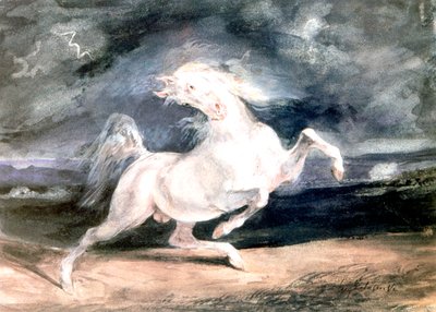 Biały Koń, XIX w. autorstwa Ferdinand Victor Eugene Delacroix