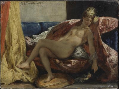 Kobieta z papugą, w latach 1826-1828. autorstwa Ferdinand Victor Eugene Delacroix