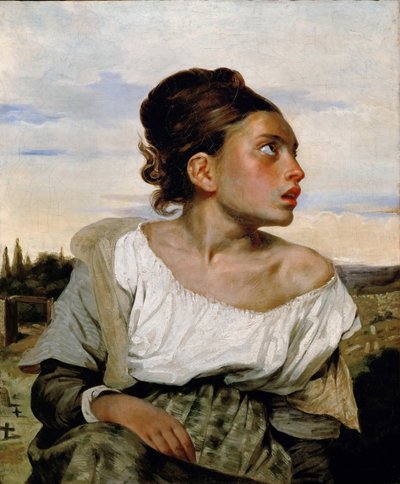 Młoda sierota na cmentarzu autorstwa Ferdinand Victor Eugene Delacroix