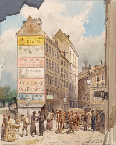 Kohlmessergasse i Salzgries w Ruprechtsstiege autorstwa Ferdinand Weckbrodt