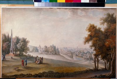 „Widok parku w Carskim Siole” Ferdinanda de Meys(?-ca 1810), akwarela, gwasz na papierze autorstwa Ferdinand de Meys
