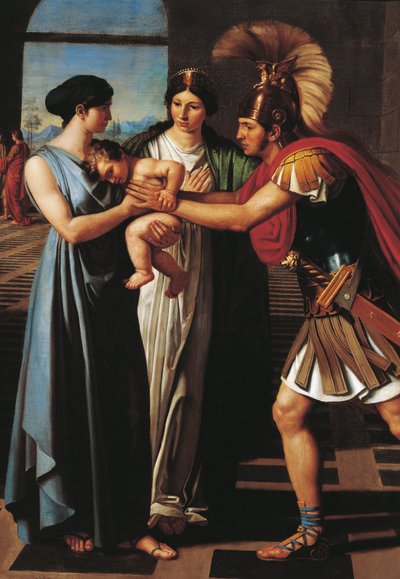 Andromacha przechwytująca Hektora przy Bramie Skajskiej (fragment) autorstwa Ferdinando Castelli