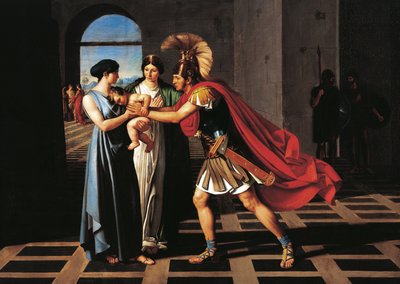 Andromacha przechwytująca Hektora przy Bramie Skajskiej autorstwa Ferdinando Castelli