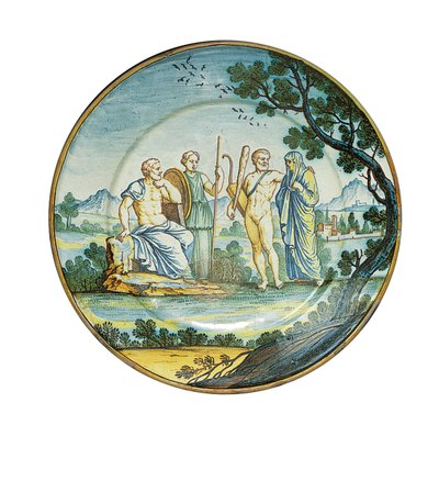 Płyta Siena, z Herkulesem przynoszącym Alkestis przed królem Admetusem, ok.1745 autorstwa Ferdinando Maria Campani