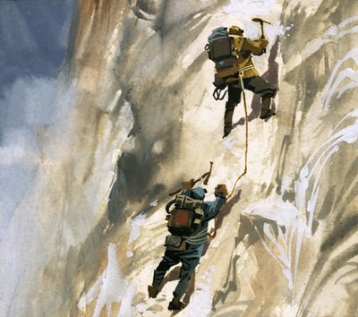 Hillary i Tensing na zboczach Mount Everestu autorstwa Ferdinando Tacconi