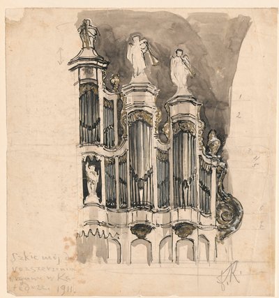 Organy w katedrze wileńskiej, fragment autorstwa Ferdynand Ruszczyc