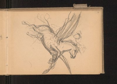 Pegasus mit Reiter im Flug; verso: zusammen mit Karte 18 Notizen zu Farbpreisen autorstwa Ferdynand Ruszczyc