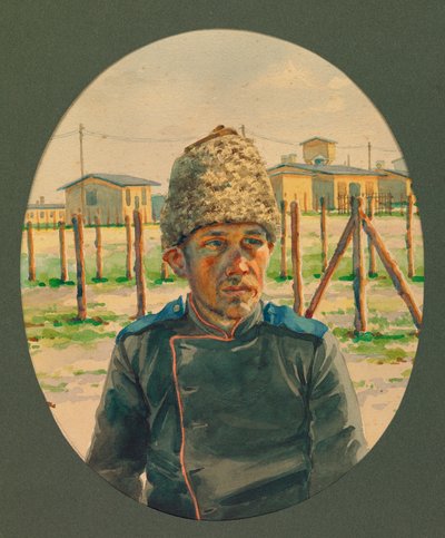 Portret rosyjskiego artylerzysty opuszczającego szpital, Gustrow autorstwa Fernand Barbier
