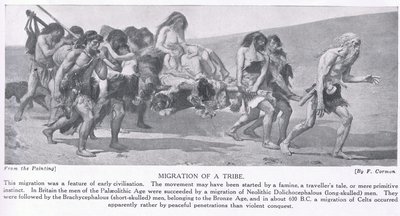 Migracja plemienia, ilustracja z „Historii narodów Hutchinsona”, ok. 1910 autorstwa Fernand Cormon