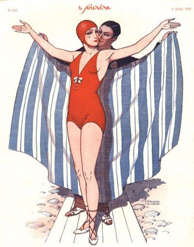 Przednia okładka „Le Sourire”, lipiec 1929 (litografia kolorowa) autorstwa Fernand Couderc