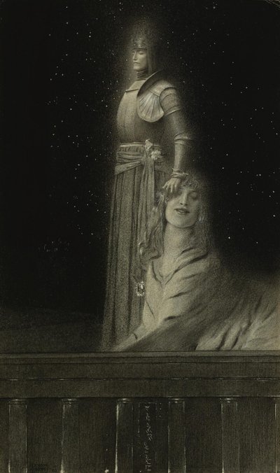 Avec Verhaeren: Un Ange With Verhaeren: An Angel, 1889. autorstwa Fernand Khnopff