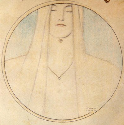 Głowa kobiety (pastel na papierze) autorstwa Fernand Khnopff
