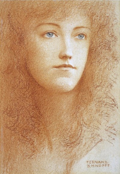 „Portret młodej Angielki” sangwinik na papierze, Fernand Khnopff (1858-1921) z ok. 1890 r. Kolekcja prywatna autorstwa Fernand Khnopff