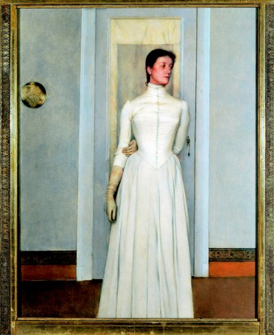„Portret Marguerite Khnopff” siostry artysty - Obraz Fernanda Khnopffa (1858-1921) autorstwa Fernand Khnopff
